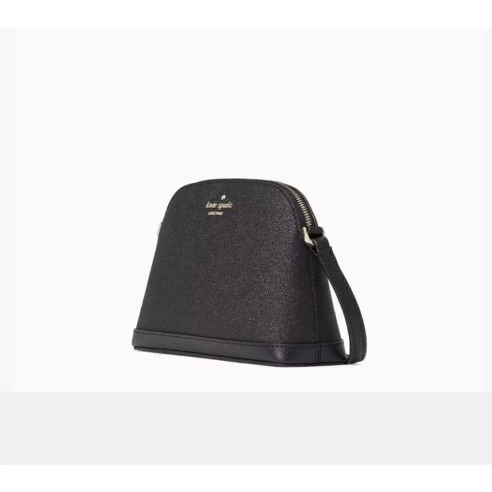 NWT Kate Spade New York Tinsel Small Dome Crossbody Bag Black Glitter Purse